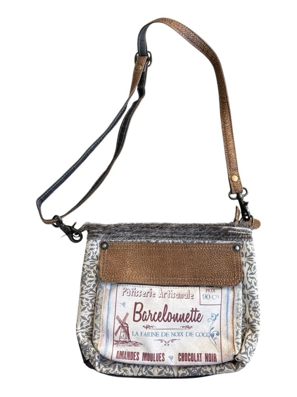 Myra Bag La Farine Upcycled Canvas & Leather Crossbody Bag